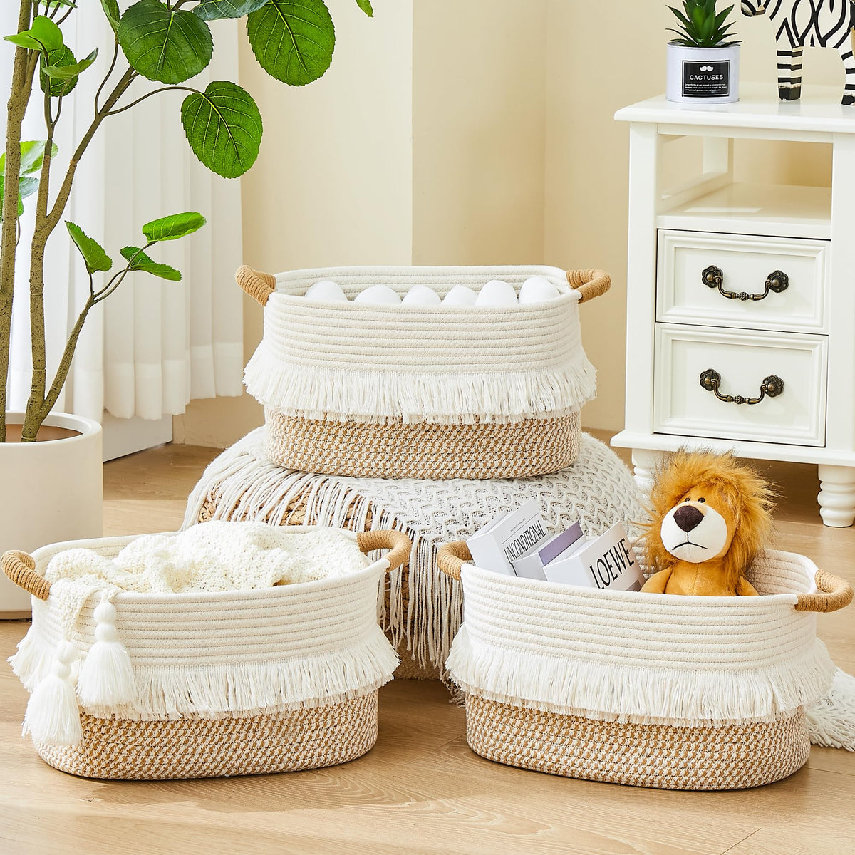 BUBUSUN cotton rope close-up showing durable handcrafted texture for safe storage