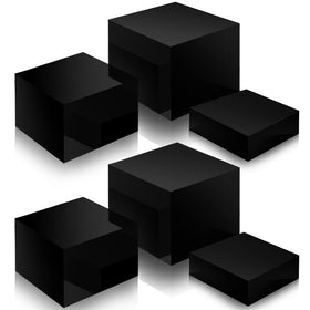 Bucherry six-piece acrylic display risers in black for organized cosmetic displays.