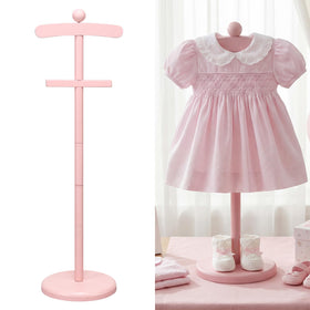 Bucherry pink baby clothes display stand ideal for neat, stylish garment display.
