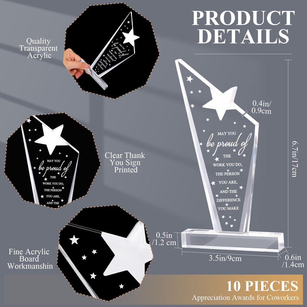 Bucherry desktop acrylic trophy highlighting clear design for office display