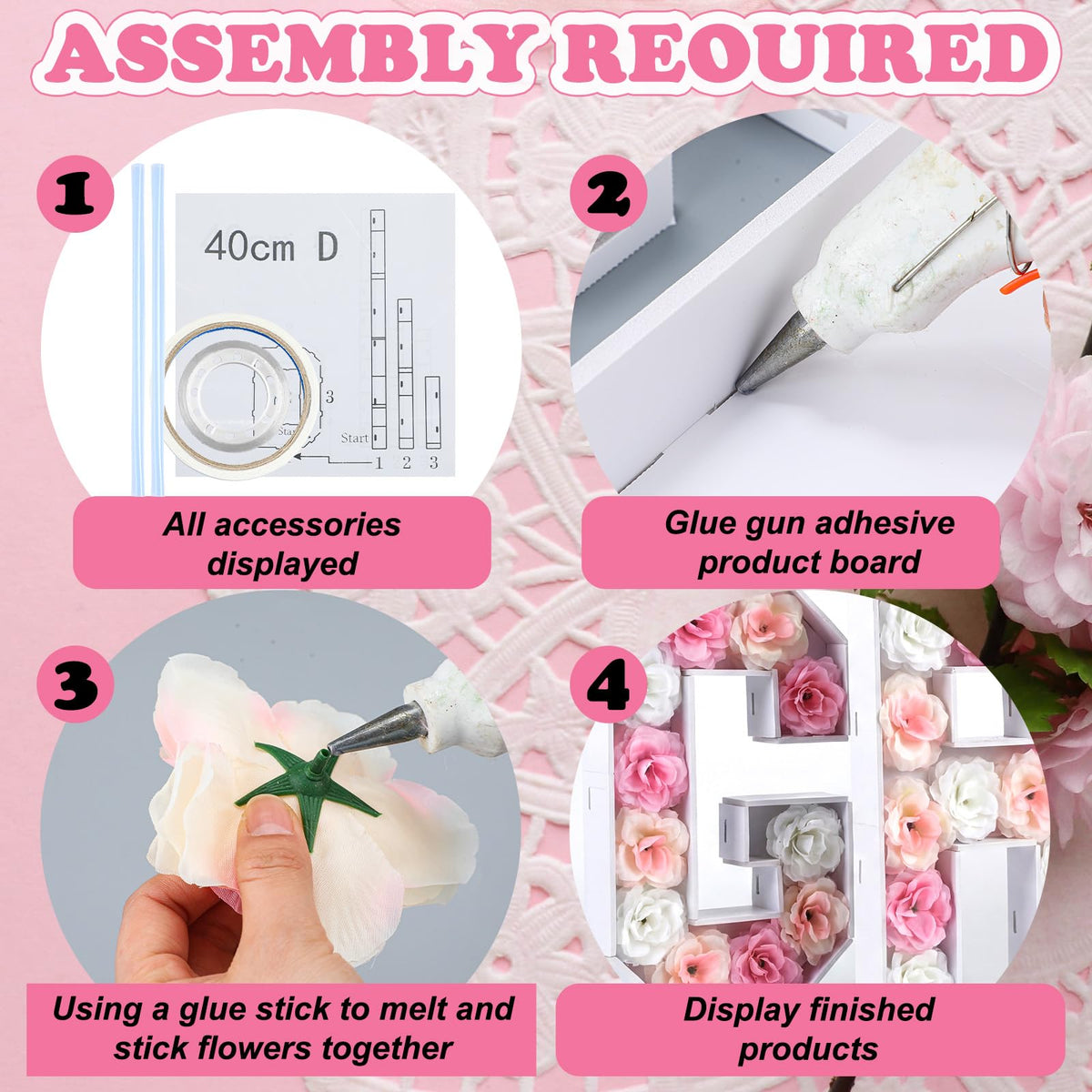 Bucherry grad decor assembly steps show easy setup in minutes.