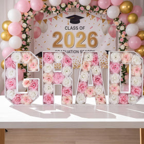 Bucherry pink grad letters foam board 15.7in makes a bold 2026 centerpiece.