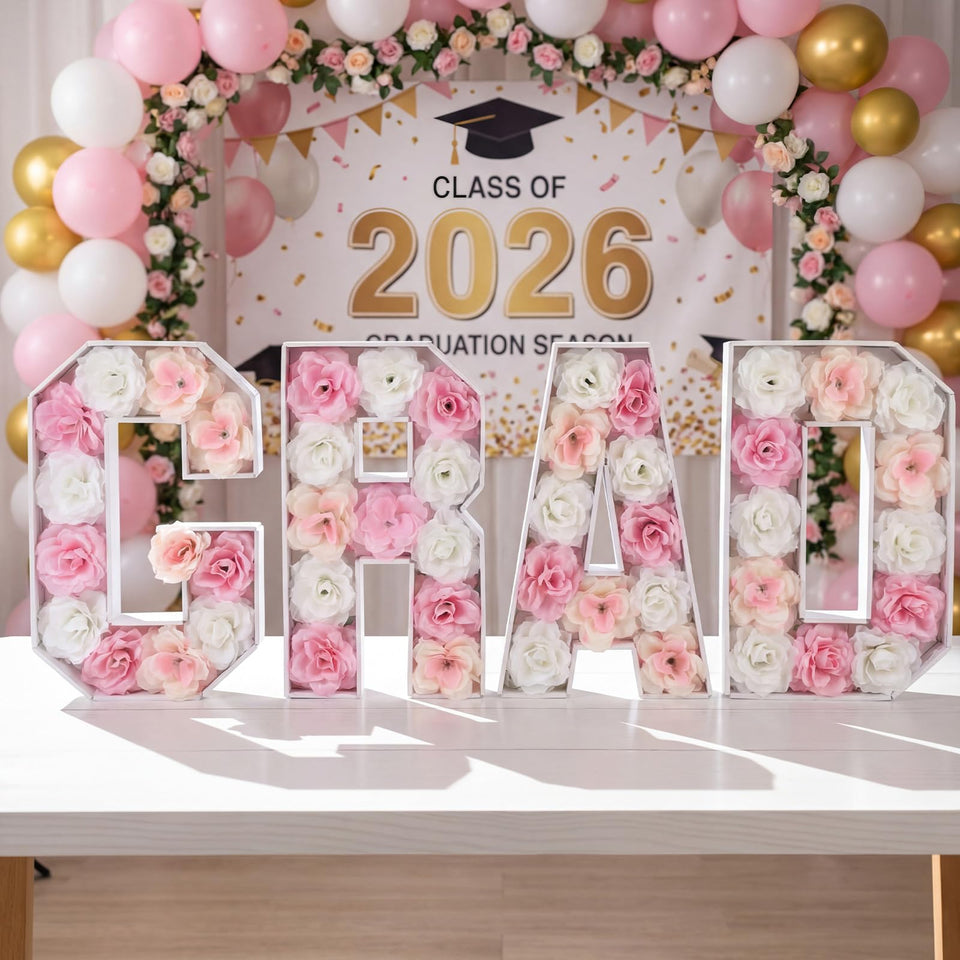 Bucherry pink grad letters foam board 15.7in makes a bold 2026 centerpiece.