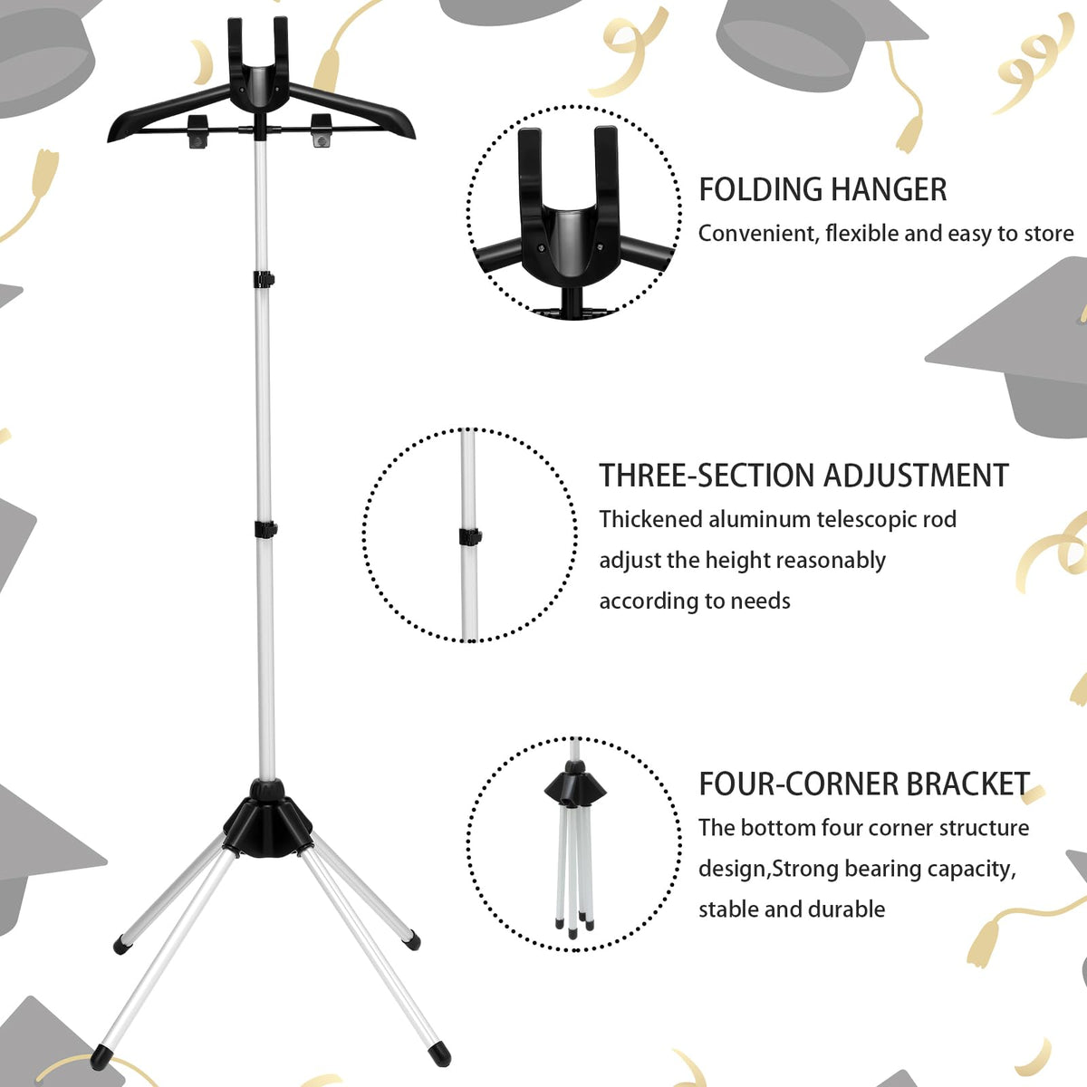 Bucherry Graduation Gown Display Stand folded compact fits into bags