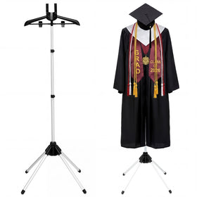 Bucherry Graduation Gown Display Stand in full setup showcasing gowns for ceremonies