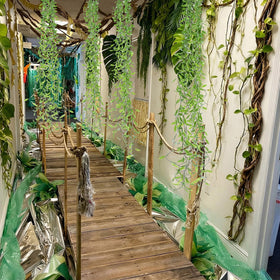 Bucherry jungle backdrop setup for quick, reusable decor options.
