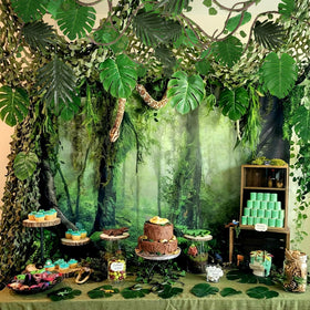 Bucherry small monstera leaves provide textured greenery for shelves and backdrops.
