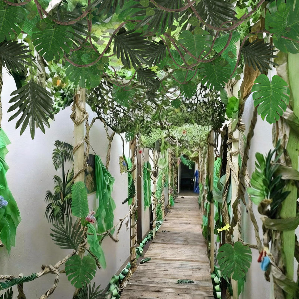 Bucherry jungle netting creates a lush tropical backdrop for indoor or outdoor events.