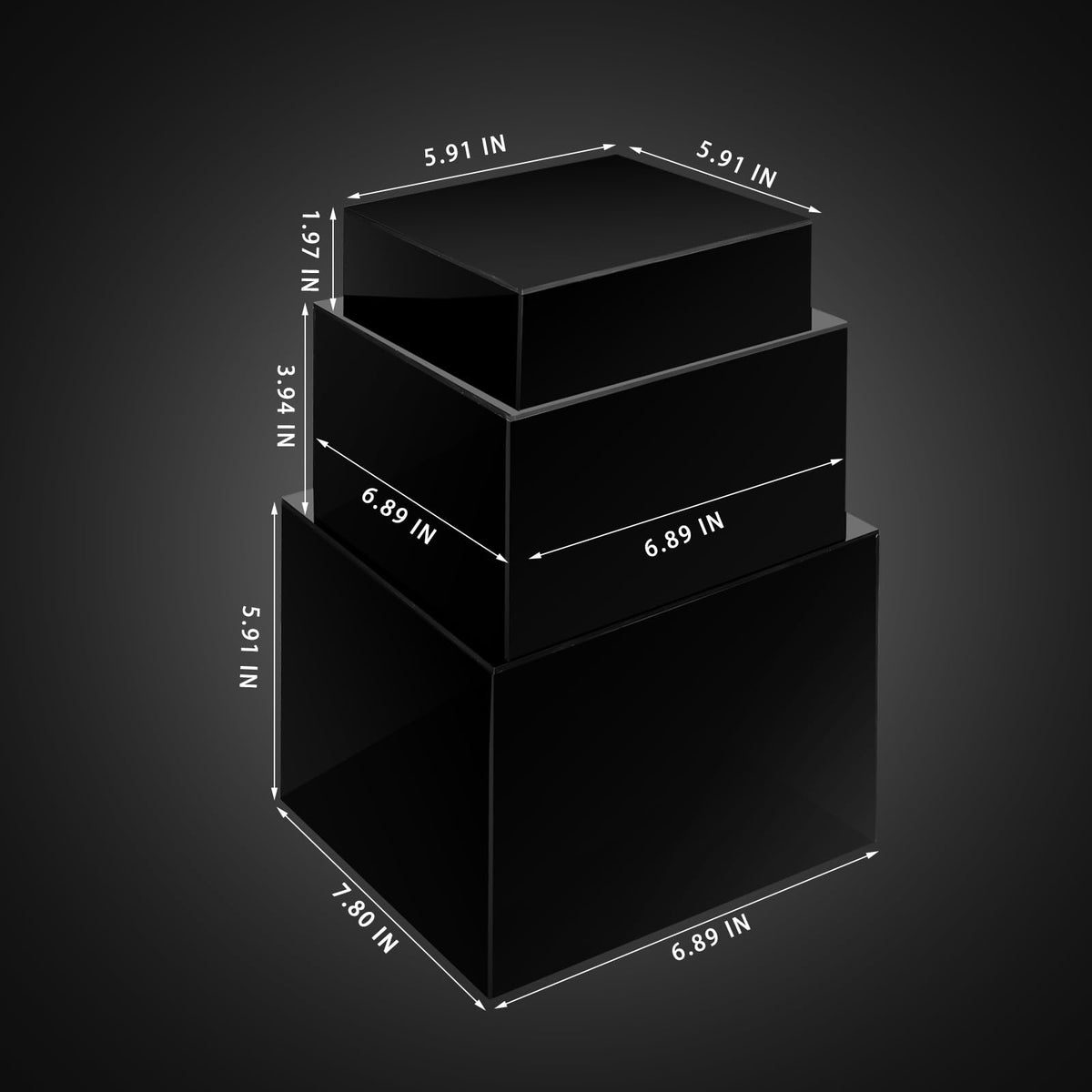 Bucherry large black display riser for easy item browsing.