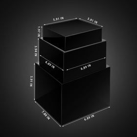 Bucherry large black display riser for easy item browsing.