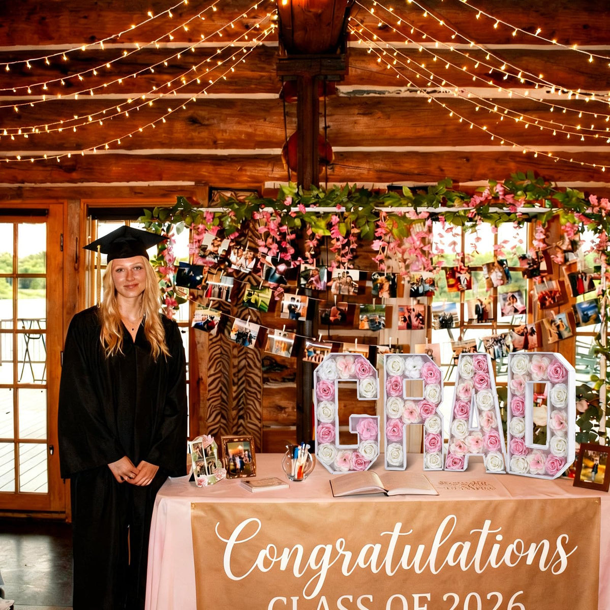 Bucherry pink grad table sign ready for chic party ambiance.