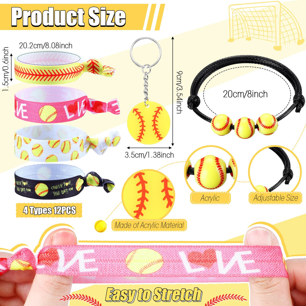 Bucherry adjustable softball bracelet, comfortable wear for girls during team events