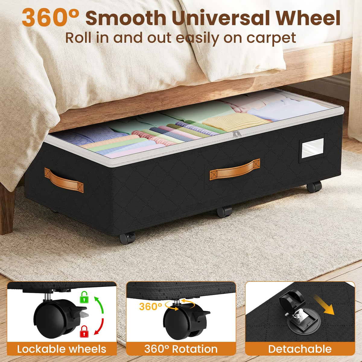 Budding Joy 360-degree wheels glide smoothly on any floor surface.