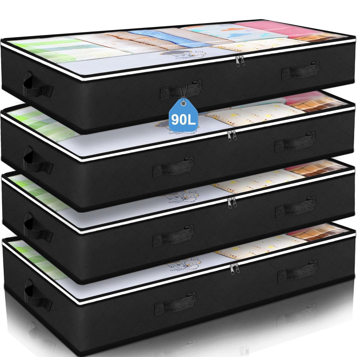 Budding Joy 90L under-bed storage bag closed for long-term, dust-free storage.