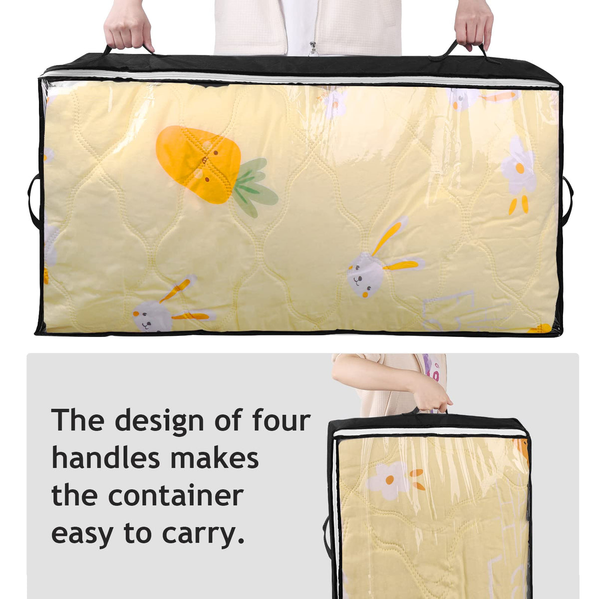 Budding Joy underbed bag with durable bimetal zipper for frequent use