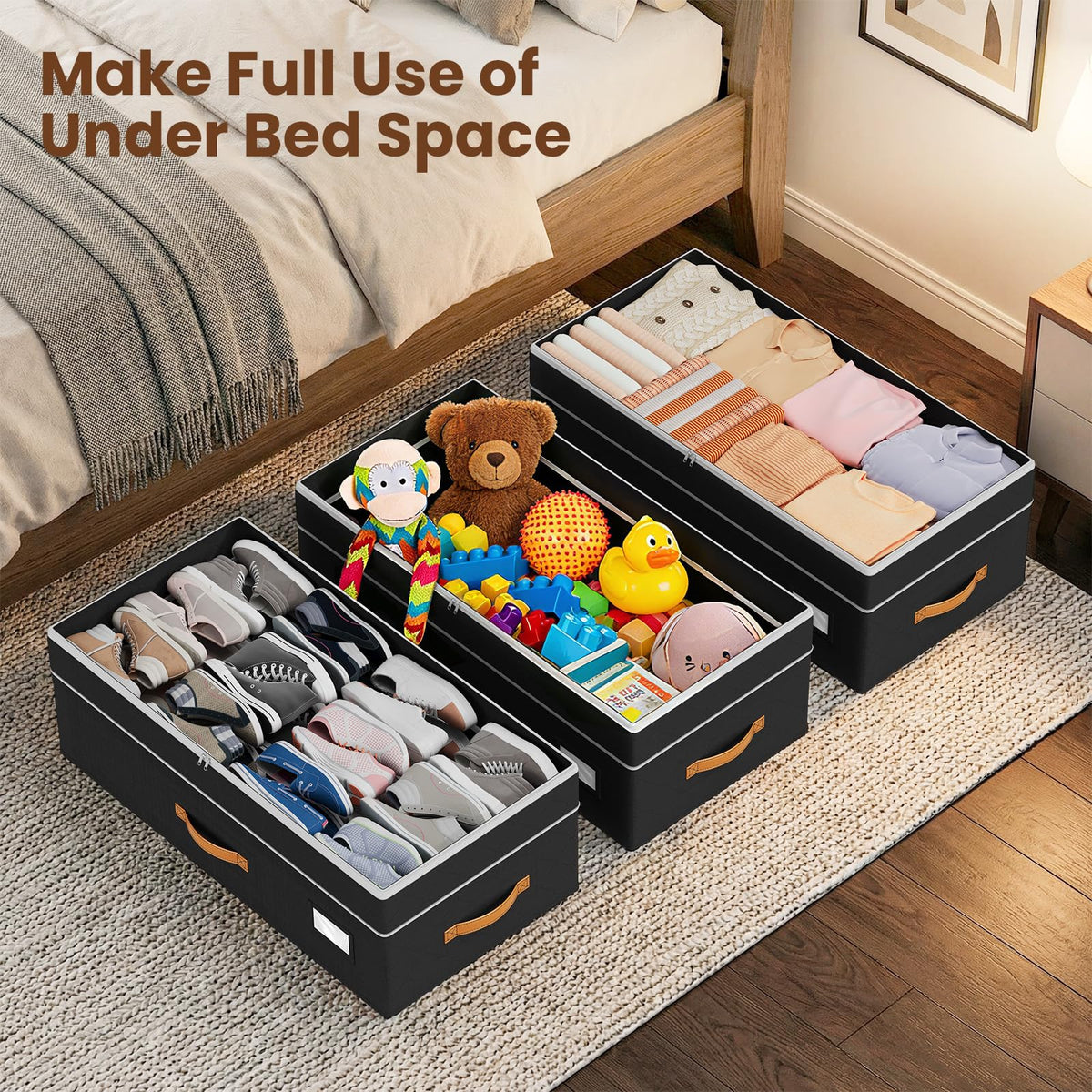 Budding Joy height-adjustable design fits most bed frames from 9.45 to 11.02 inches.