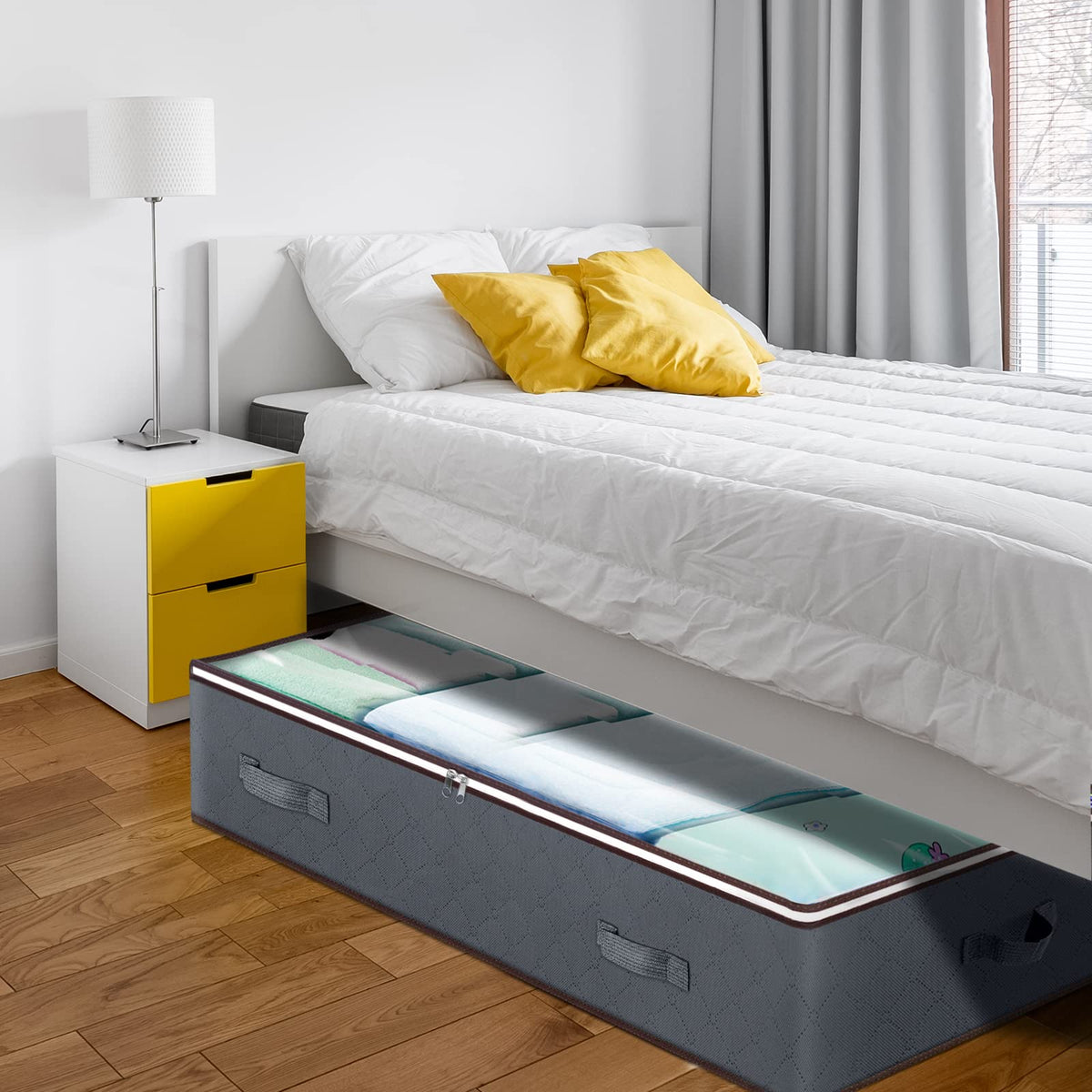 Budding Joy large capacity under bed storage bag with open top for easy access