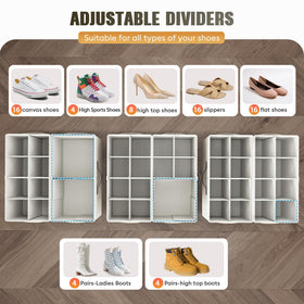 Budding Joy large dual-unit organizer shows dimensions for wider closet fit