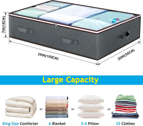 Budding Joy six-pack under-bed organizers for blankets, pillows, and linens.