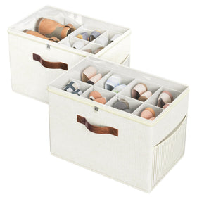 Budding Joy two-unit shoe organizer in closet front view for space saving