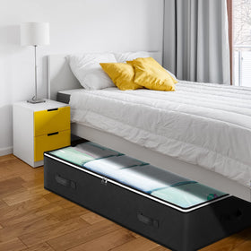Budding Joy under-bed storage keeps fabrics clean and organized from dust.