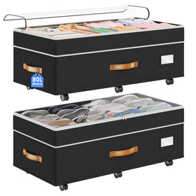 Budding Joy under-bed storage with wheels, 80L capacity for dorm clutter control.