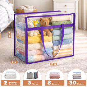 Budding Joy 40L closet organizer bag storing blankets and bedding neatly.