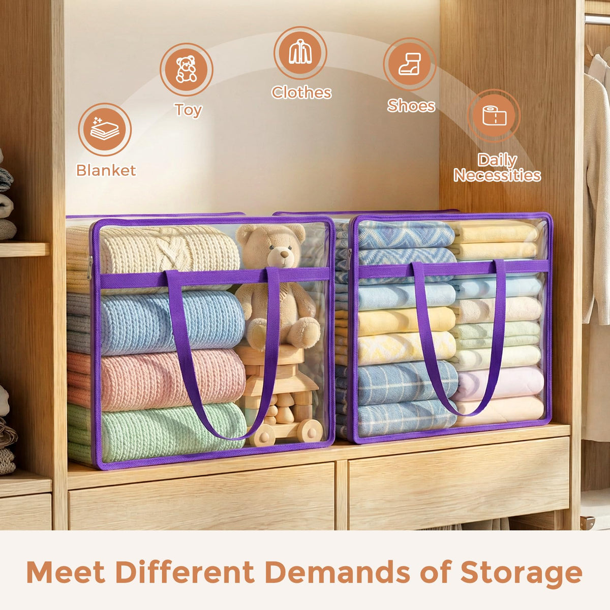 Budding Joy dorm storage bag set with handles for easy moving and packing.