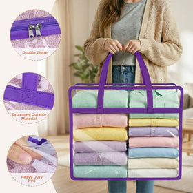 Budding Joy see-through blanket storage bag ideal for quick retrieval and dust protection.