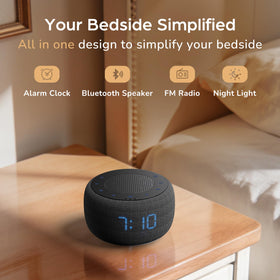 BUFFBEE alarm clock display with dimmable brightness for peaceful nighttime viewing.