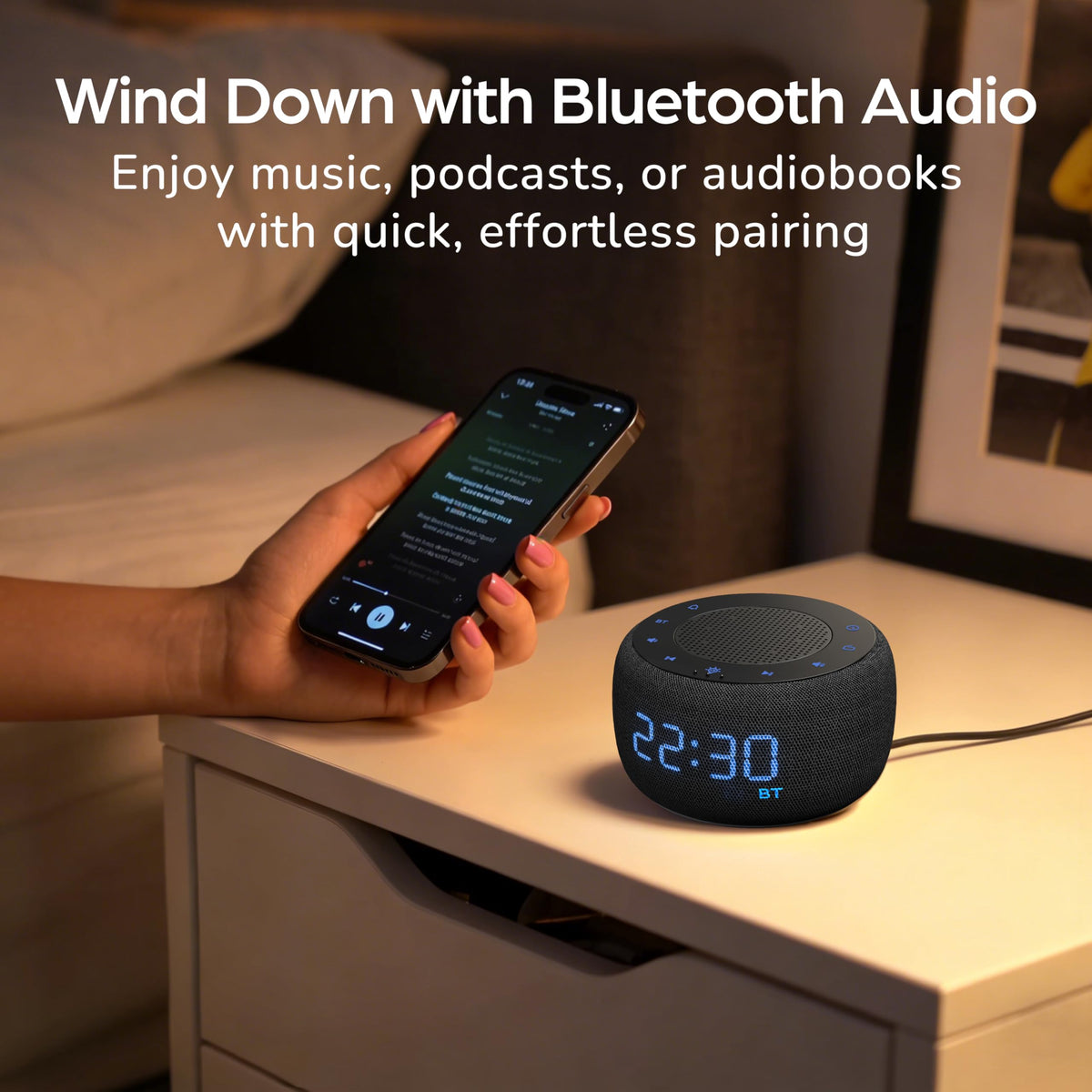 BUFFBEE alarm clock offers gradual wake-up sounds and FM radio for a smoother morning.
