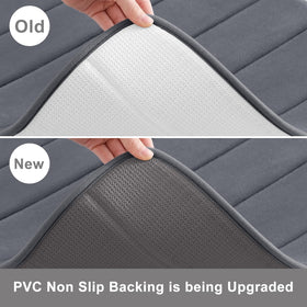 Buganda bath mat with non-slip PVC backing stays in place on dry floors