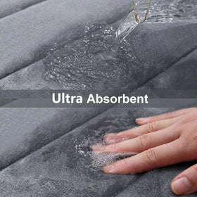 Buganda water-absorbent bath rug keeps bathroom floors drier