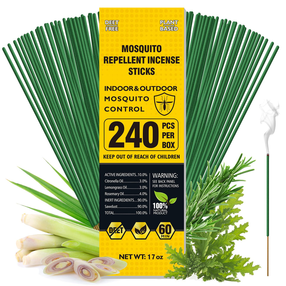 BugBai mosquito incense sticks on outdoor patio create a perimeter to deter mosquitoes