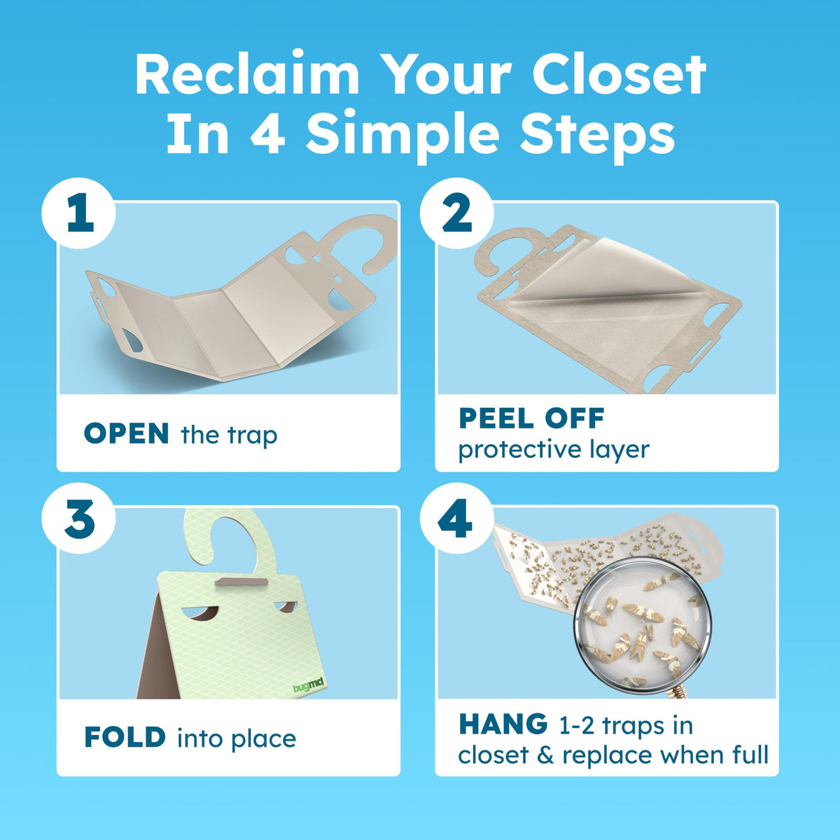 BugMD indoor moth traps for closets and storage areas, safe for kids and pets
