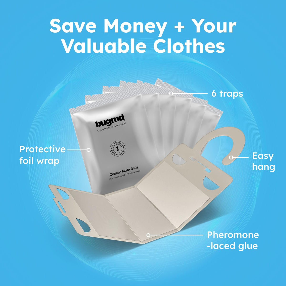 BugMD traps blend into dark closet decor while catching moths