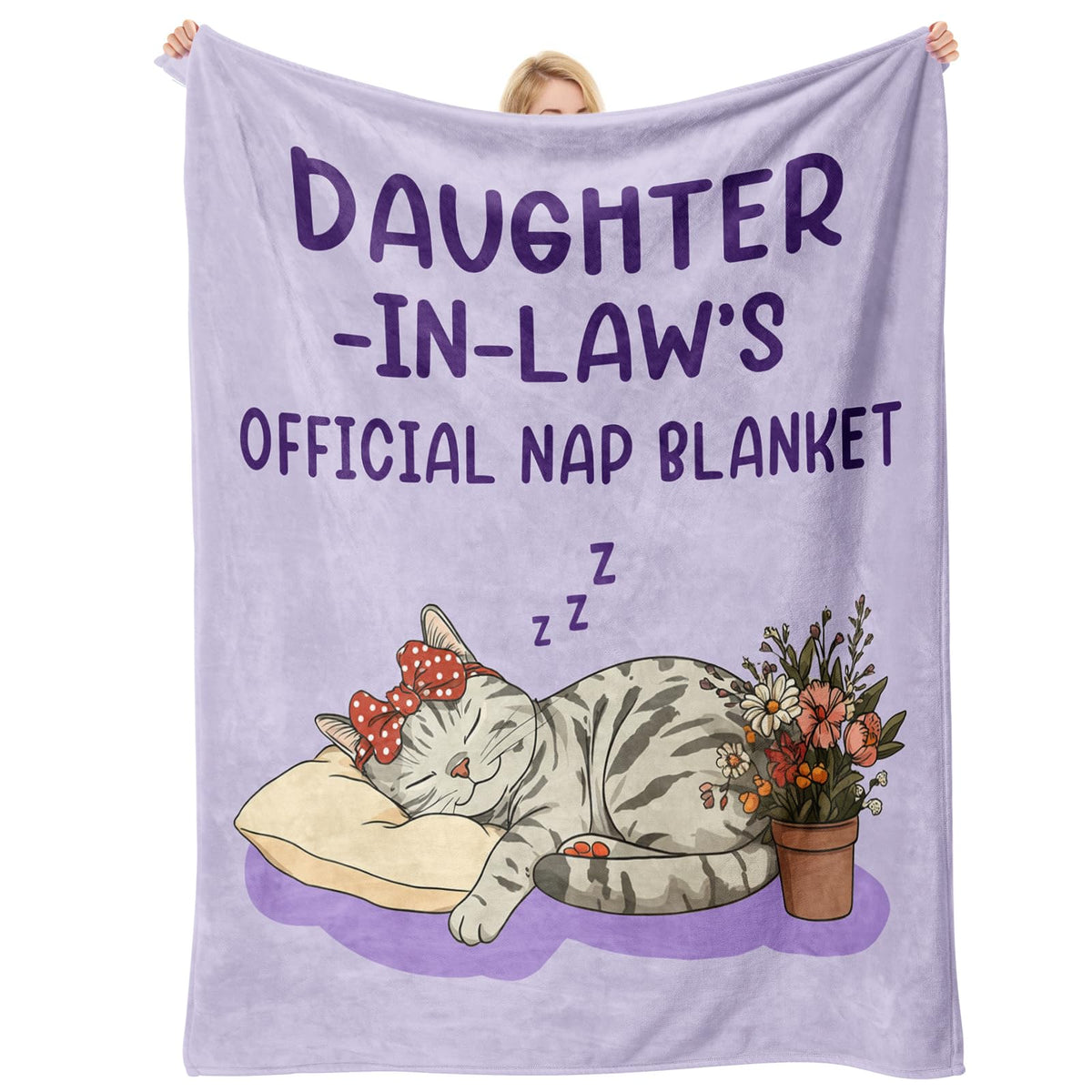 Buioata Daughter-in-Law blanket with nap-cat motif for cozy family moments.