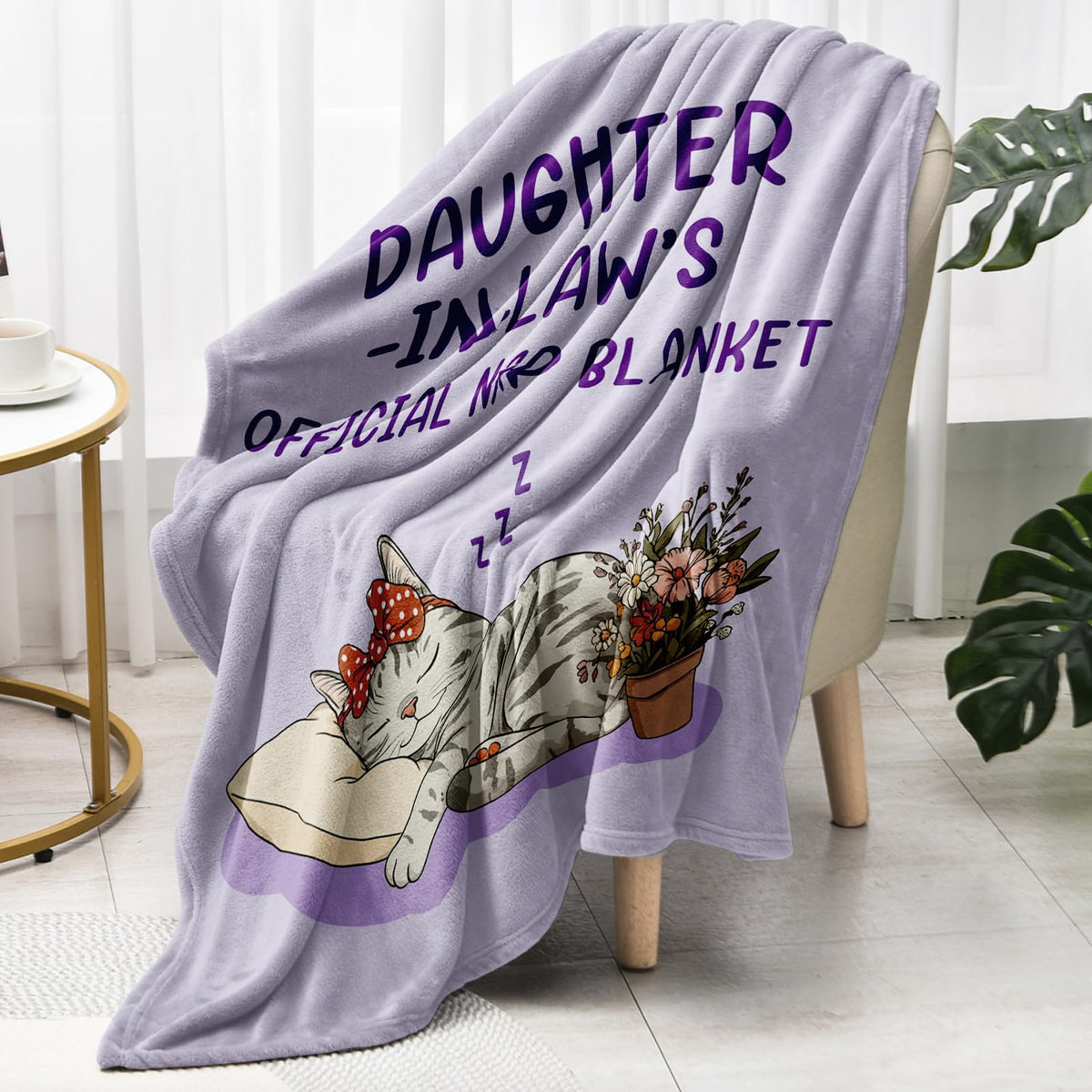 Buioata Daughter-in-Law blanket shown in a reading corner for relaxation.