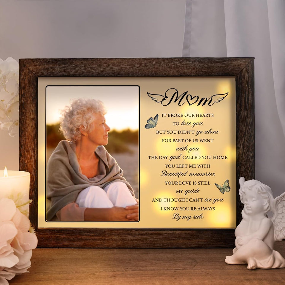 Buioata memorial shadow box with 4x6 photo for cherished memory display.
