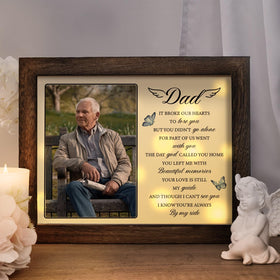 Buioata memorial shadow box with dad photo and warm LED glow