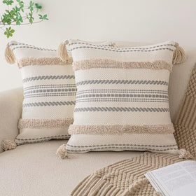 BUIOVBEY boho pillow cover with textured front for cozy living room decor