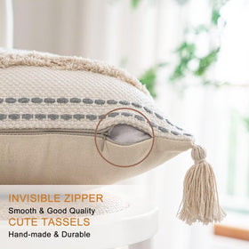 BUIOVBEY pillow cover with woven rope center design