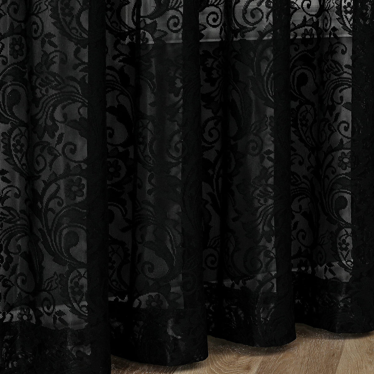 Bujasso gothic-inspired black curtains deepen mood and style.
