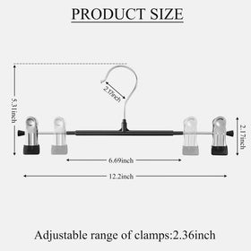 BUMODEL metal skirt hanger with clips prevents snagging and keeps tops flat.