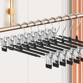 BUMODEL adjustable clip pants hanger secures garments without slipping.