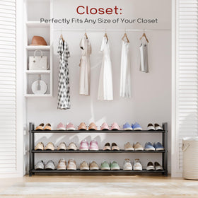 Bumusty 3-Tier Long Expandable Shoe Rack with sturdy tubes prevents sag.