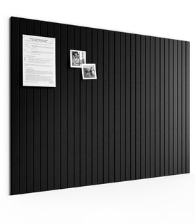 Bumusty 48x36 felt bulletin tiles in black arranged for a modular display.