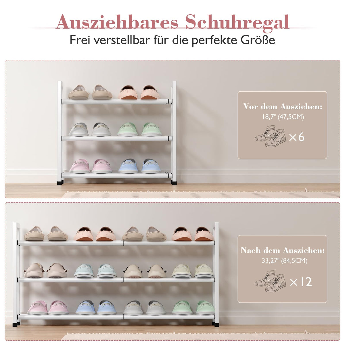 Bumusty adjustable length from 18 to 33 inches fits narrow spaces.