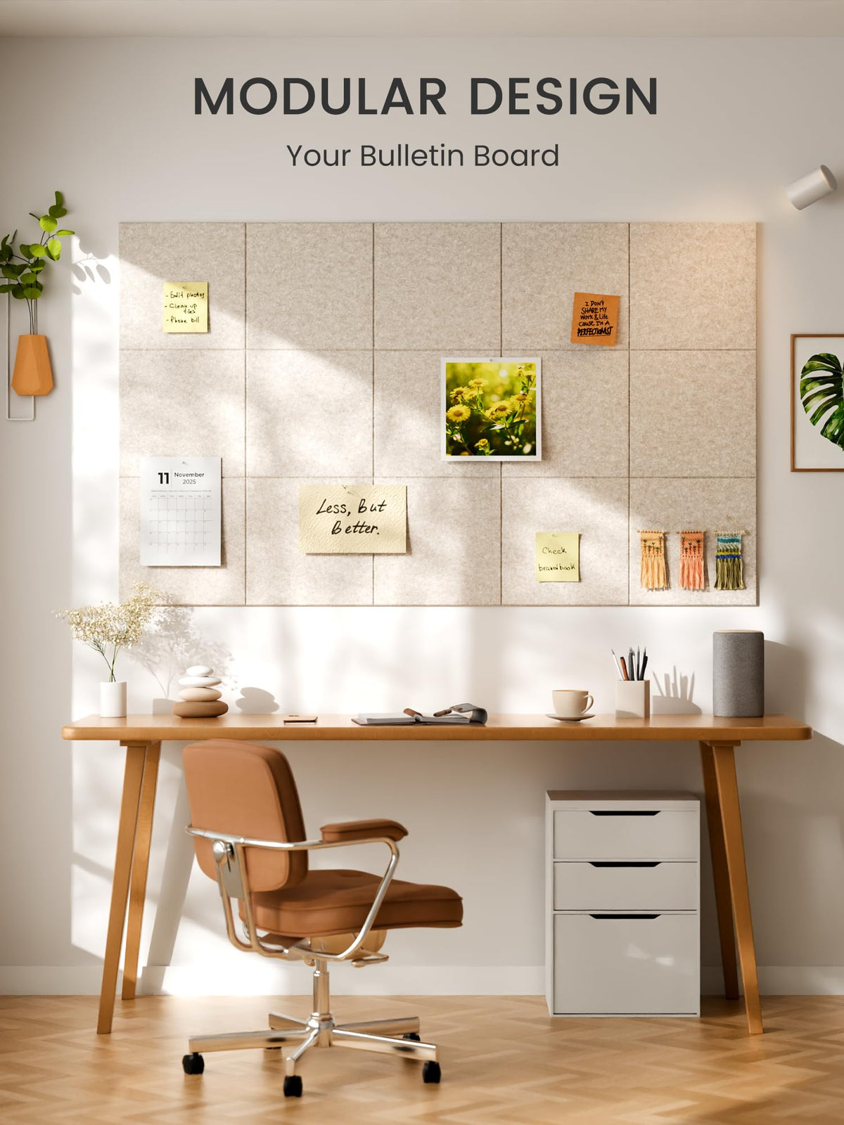 Bumusty beveled edges on felt tiles for clean DIY customization