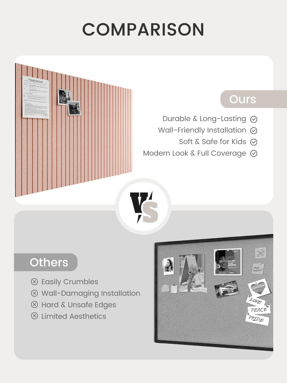 Classroom or meeting room setup using Bumusty tiles for organized displays